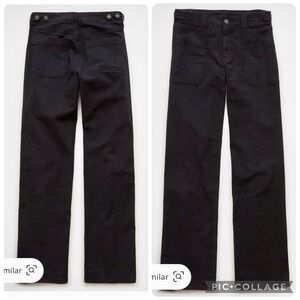 AE Stovepipe Wide Leg American Eagle Outfitters Mid Rise Black Jeans 00 R